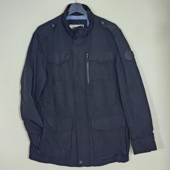 Roots Canada Utility Jacket Mens M Black Lined LS Lightweight Cargo Pockets Zip - Picture 1 of 16